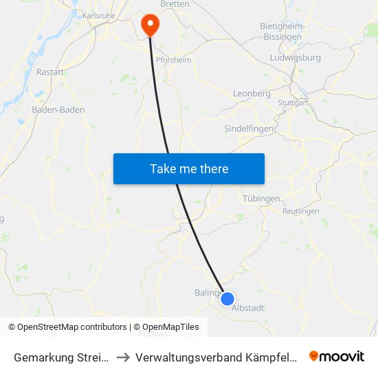 Gemarkung Streichen to Verwaltungsverband Kämpfelbachtal map