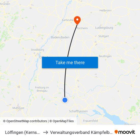 Löffingen (Kernstadt) to Verwaltungsverband Kämpfelbachtal map