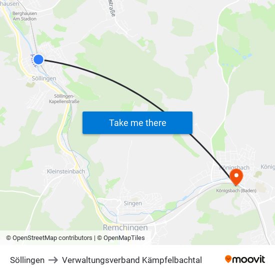 Söllingen to Verwaltungsverband Kämpfelbachtal map