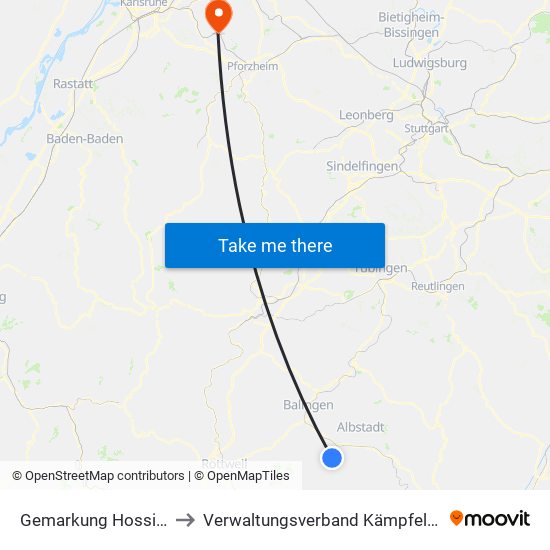 Gemarkung Hossingen to Verwaltungsverband Kämpfelbachtal map