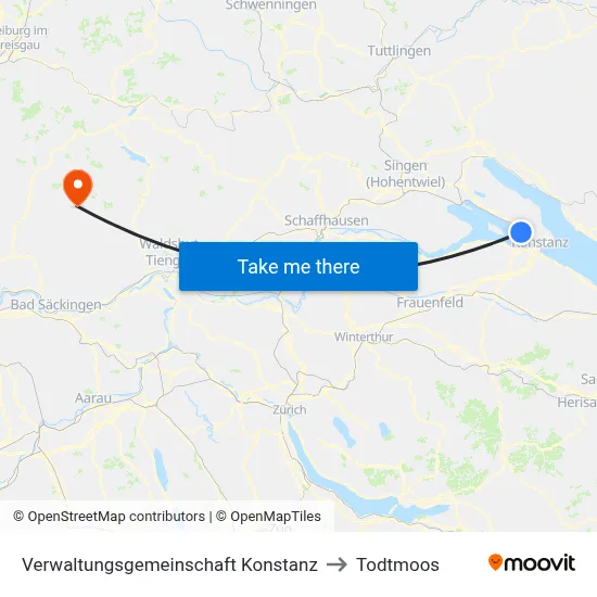 Verwaltungsgemeinschaft Konstanz to Todtmoos map