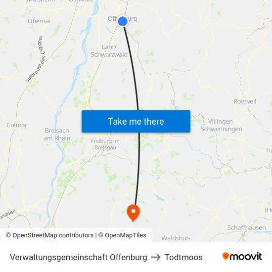 Verwaltungsgemeinschaft Offenburg to Todtmoos map