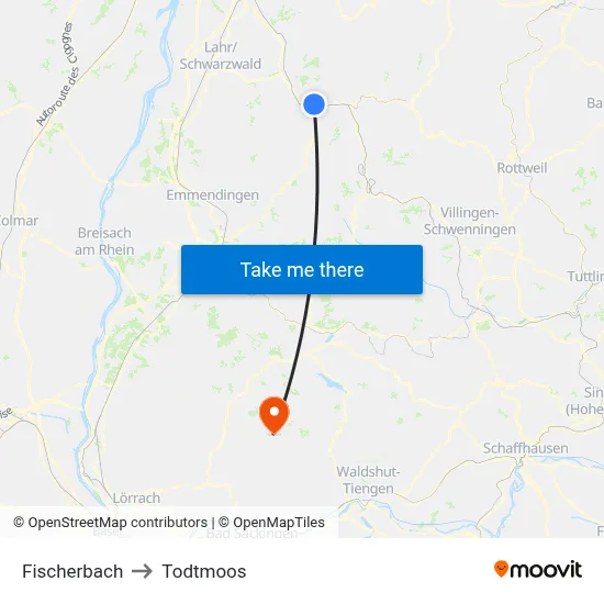 Fischerbach to Todtmoos map