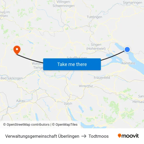 Verwaltungsgemeinschaft Überlingen to Todtmoos map