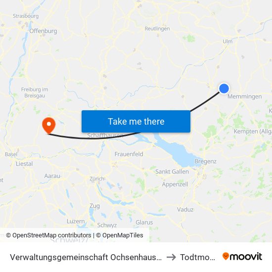Verwaltungsgemeinschaft Ochsenhausen to Todtmoos map