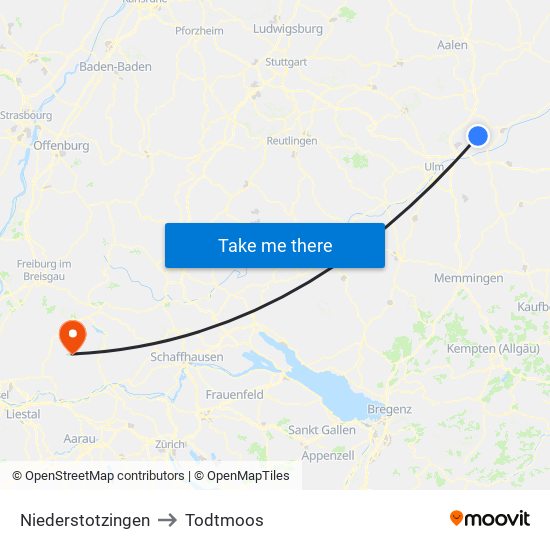 Niederstotzingen to Todtmoos map