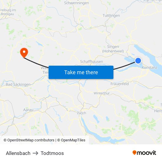 Allensbach to Todtmoos map