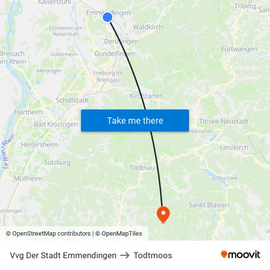 Vvg Der Stadt Emmendingen to Todtmoos map