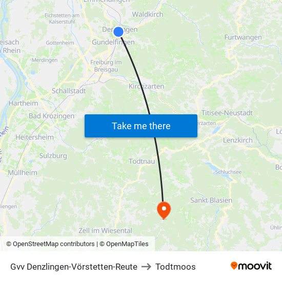 Gvv Denzlingen-Vörstetten-Reute to Todtmoos map