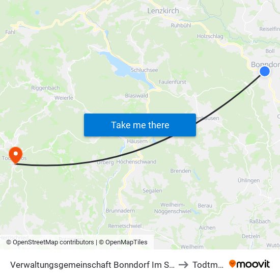 Verwaltungsgemeinschaft Bonndorf Im Schwarzwald to Todtmoos map