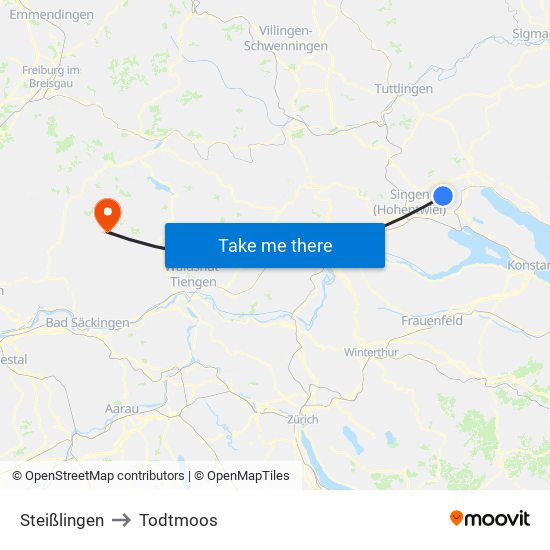 Steißlingen to Todtmoos map