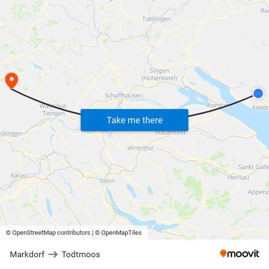 Markdorf to Todtmoos map