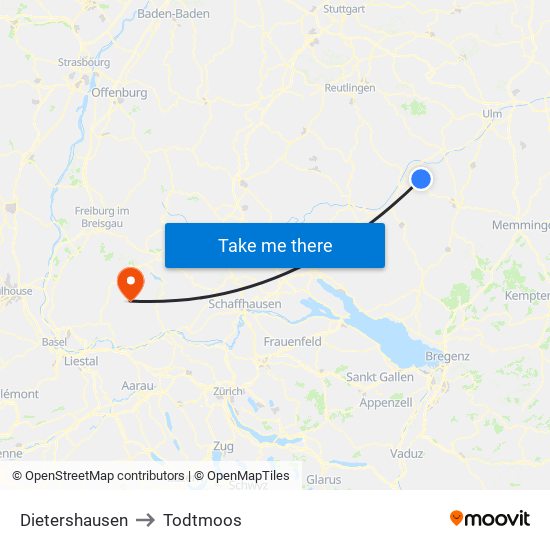 Dietershausen to Todtmoos map