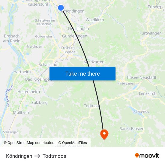 Köndringen to Todtmoos map