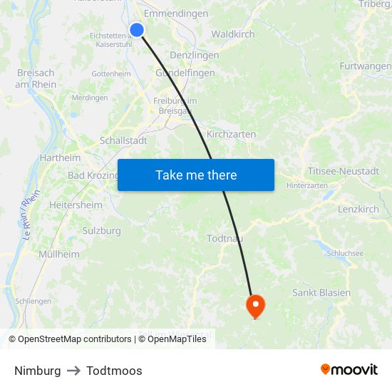 Nimburg to Todtmoos map