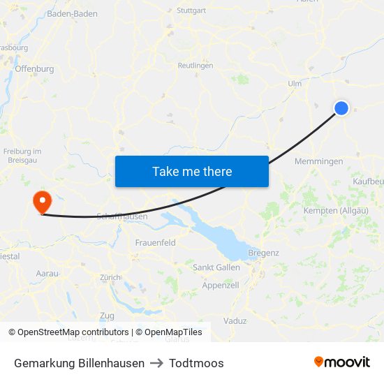 Gemarkung Billenhausen to Todtmoos map