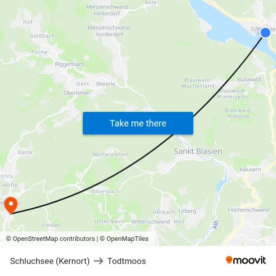 Schluchsee (Kernort) to Todtmoos map
