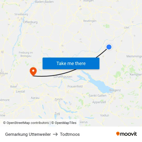 Gemarkung Uttenweiler to Todtmoos map