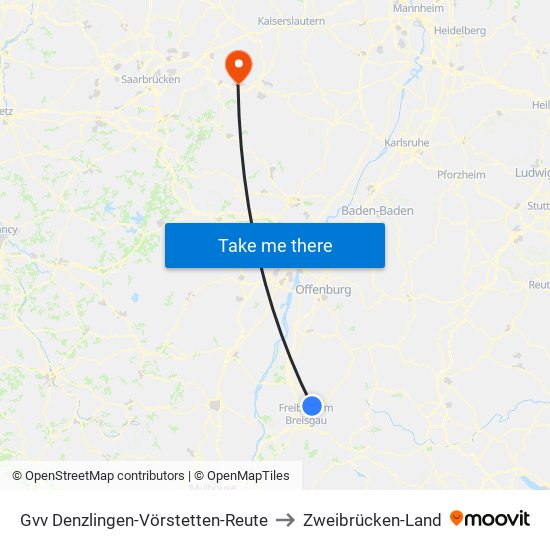 Gvv Denzlingen-Vörstetten-Reute to Zweibrücken-Land map