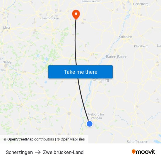 Scherzingen to Zweibrücken-Land map