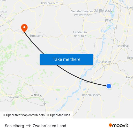 Schielberg to Zweibrücken-Land map