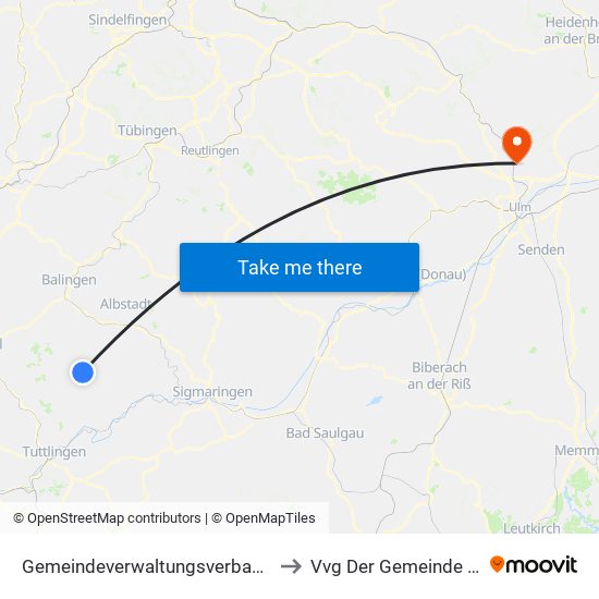 Gemeindeverwaltungsverband Meßstetten to Vvg Der Gemeinde Dornstadt map