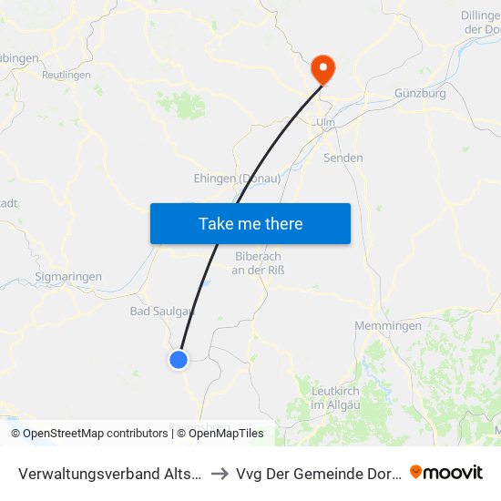 Verwaltungsverband Altshausen to Vvg Der Gemeinde Dornstadt map