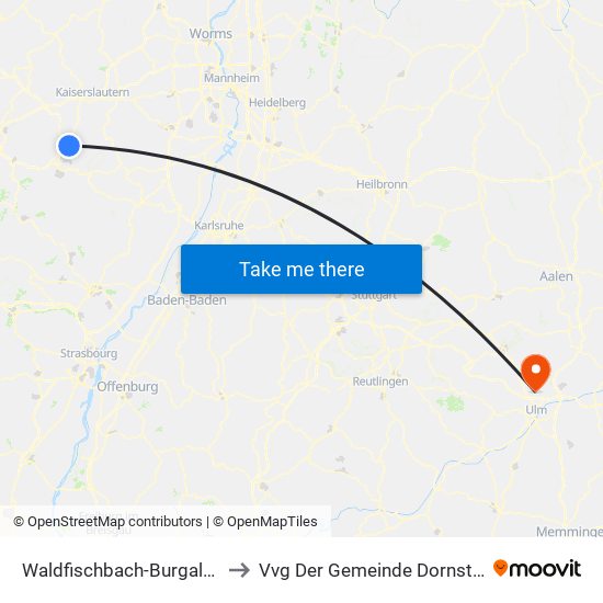 Waldfischbach-Burgalben to Vvg Der Gemeinde Dornstadt map