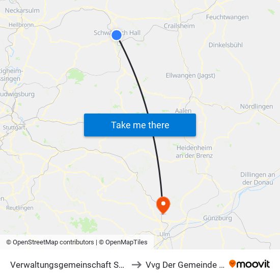 Verwaltungsgemeinschaft Schwäbisch Hall to Vvg Der Gemeinde Dornstadt map