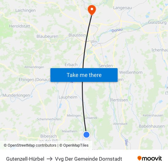 Gutenzell-Hürbel to Vvg Der Gemeinde Dornstadt map