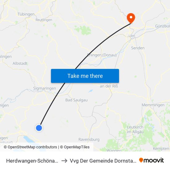 Herdwangen-Schönach to Vvg Der Gemeinde Dornstadt map