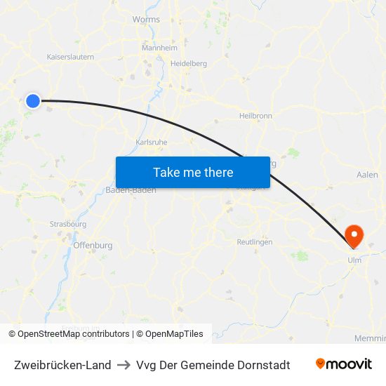 Zweibrücken-Land to Vvg Der Gemeinde Dornstadt map