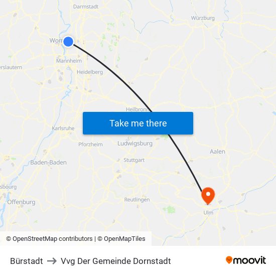 Bürstadt to Vvg Der Gemeinde Dornstadt map