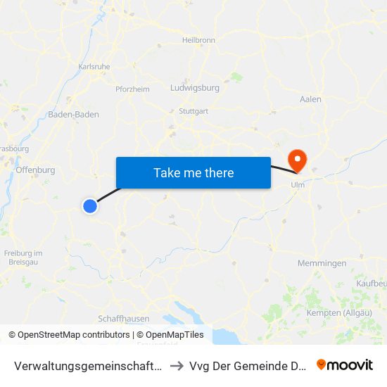 Verwaltungsgemeinschaft Schiltach to Vvg Der Gemeinde Dornstadt map