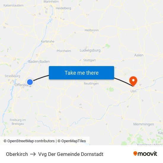 Oberkirch to Vvg Der Gemeinde Dornstadt map