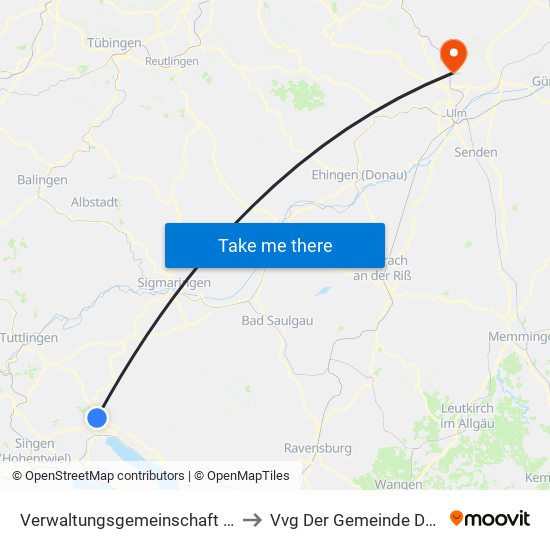 Verwaltungsgemeinschaft Stockach to Vvg Der Gemeinde Dornstadt map