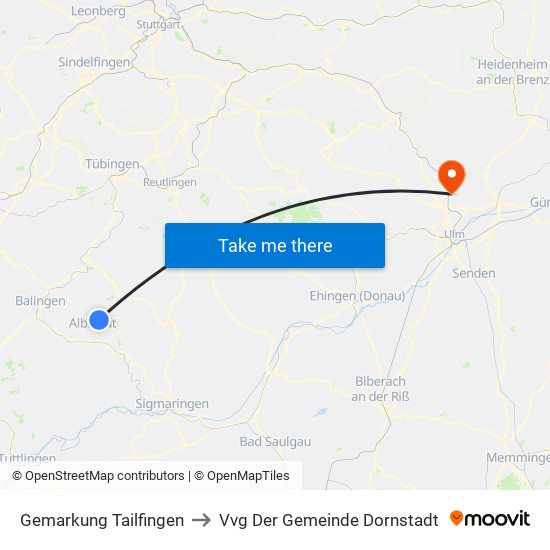 Gemarkung Tailfingen to Vvg Der Gemeinde Dornstadt map