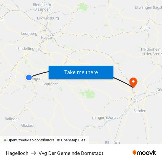 Hagelloch to Vvg Der Gemeinde Dornstadt map