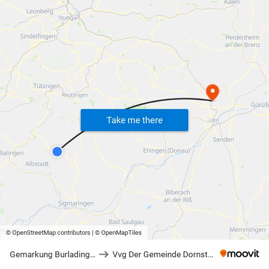 Gemarkung Burladingen to Vvg Der Gemeinde Dornstadt map