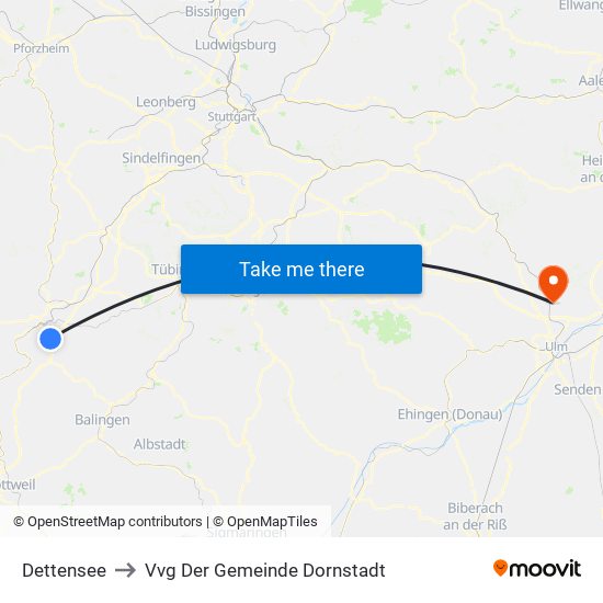 Dettensee to Vvg Der Gemeinde Dornstadt map