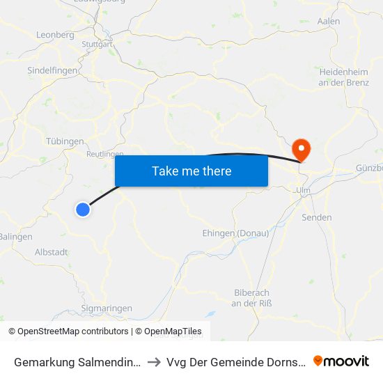 Gemarkung Salmendingen to Vvg Der Gemeinde Dornstadt map