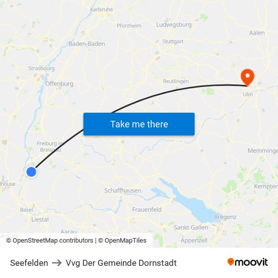 Seefelden to Vvg Der Gemeinde Dornstadt map