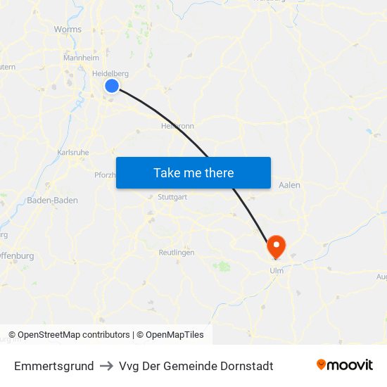 Emmertsgrund to Vvg Der Gemeinde Dornstadt map