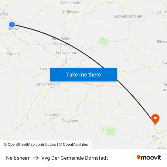 Neibsheim to Vvg Der Gemeinde Dornstadt map