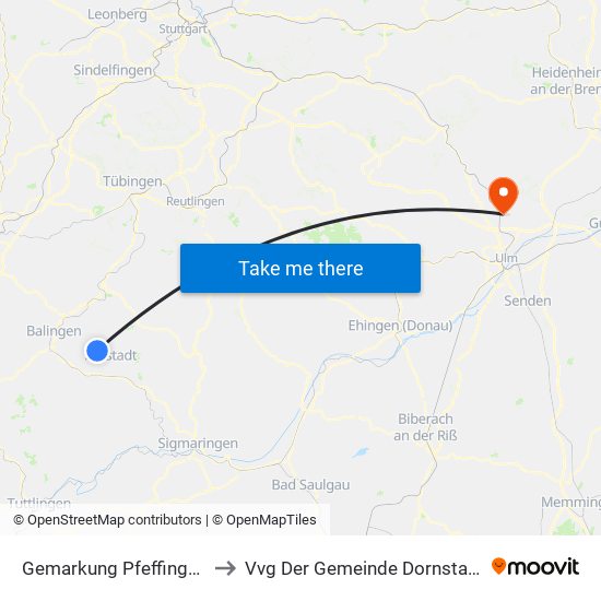 Gemarkung Pfeffingen to Vvg Der Gemeinde Dornstadt map