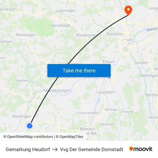 Gemarkung Heudorf to Vvg Der Gemeinde Dornstadt map