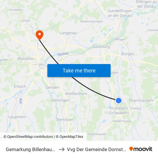 Gemarkung Billenhausen to Vvg Der Gemeinde Dornstadt map