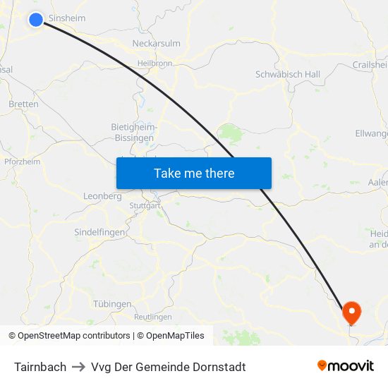 Tairnbach to Vvg Der Gemeinde Dornstadt map