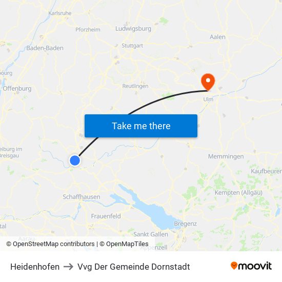 Heidenhofen to Vvg Der Gemeinde Dornstadt map