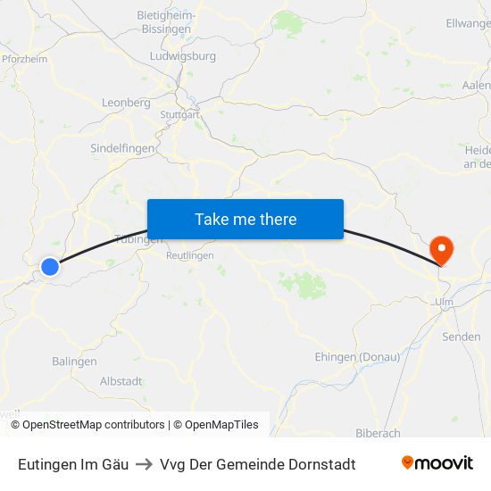 Eutingen Im Gäu to Vvg Der Gemeinde Dornstadt map